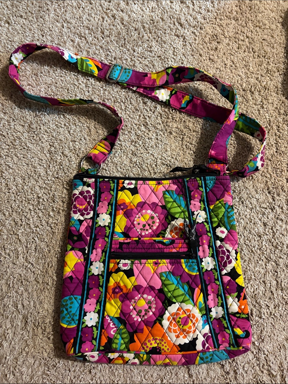 Vera Bradley Bright Floral Quilted Crossbody in Magenta & Multicolor